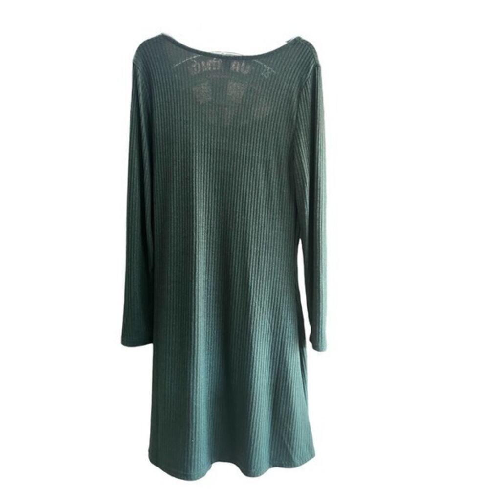 Old Navy NWT size L dark green knit ribbed dress comfort everyday - Picture 2 of 3